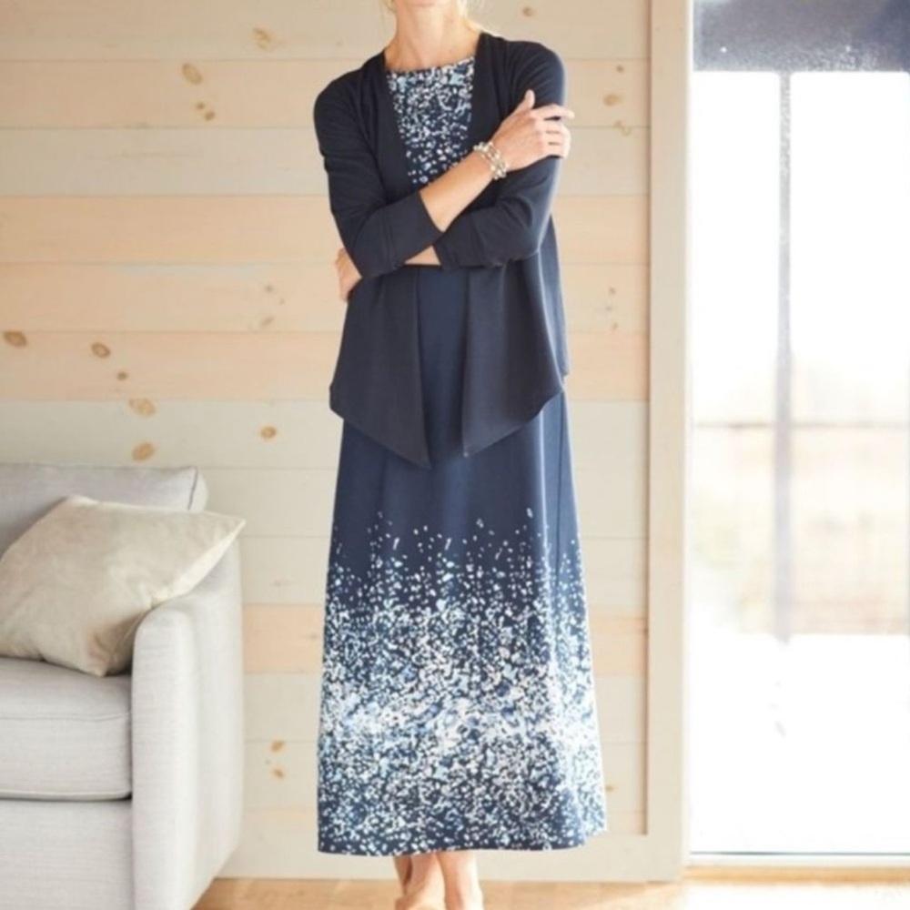 J.Jill Pure Jill Maxi Sleeveless Maxi Modal Navy Blue Dress Size  XS